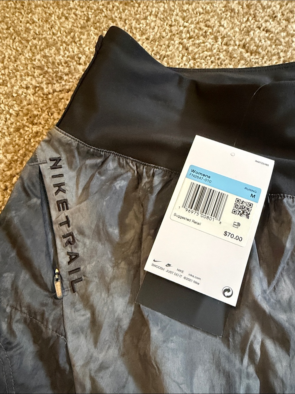 Nike Women's Black and Gray Athletic Shorts with Wide Waistband - Picture 5 of 6